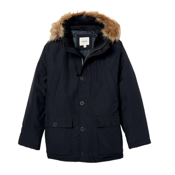 Goodthreads Black Down Filled Full Zip Button Front Hooded Parka Jacket Size XS - Picture 5 of 11